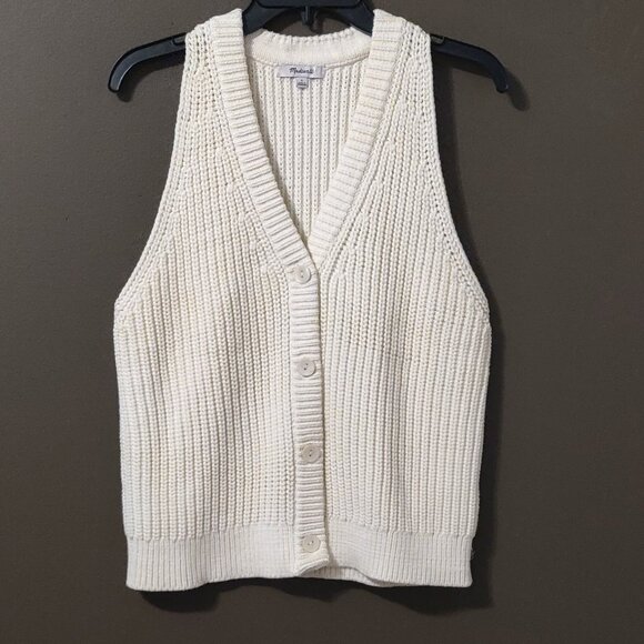 Madewell Cutaway Ivory Sweater Vest LARGE - Picture 2 of 6